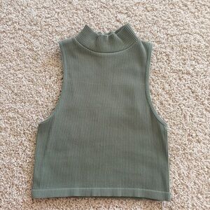 Zara Olive Ribbed Crop Top